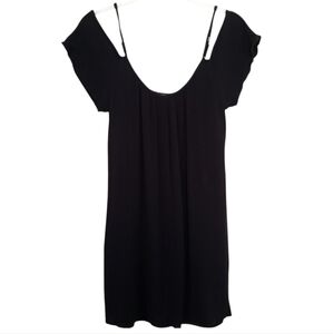 Mossimo Supply Co Mini Dress Size Small Black Crepe Off Shoulder Pockets Emo Y2K